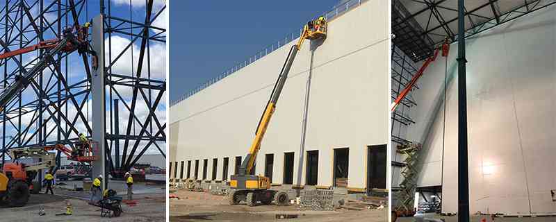 Access equipment including boom lifts and scissor lifts working on the project.